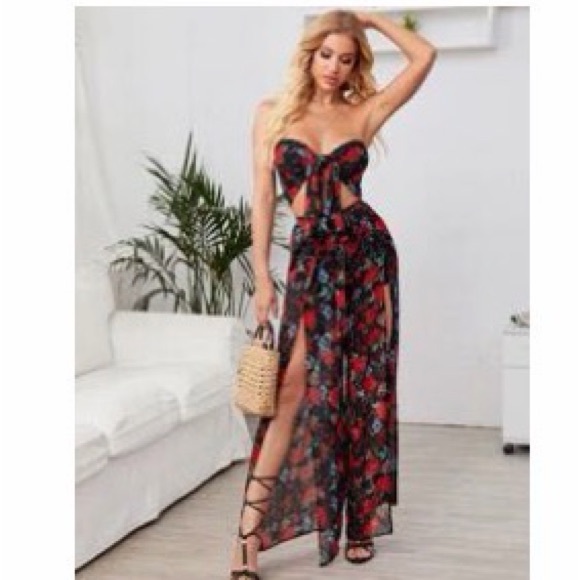 Two Piece Slit Pant Set - Picture 1 of 4